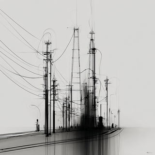 Inkveil style, Midjourney V7: technical infrastructure blueprint schematics