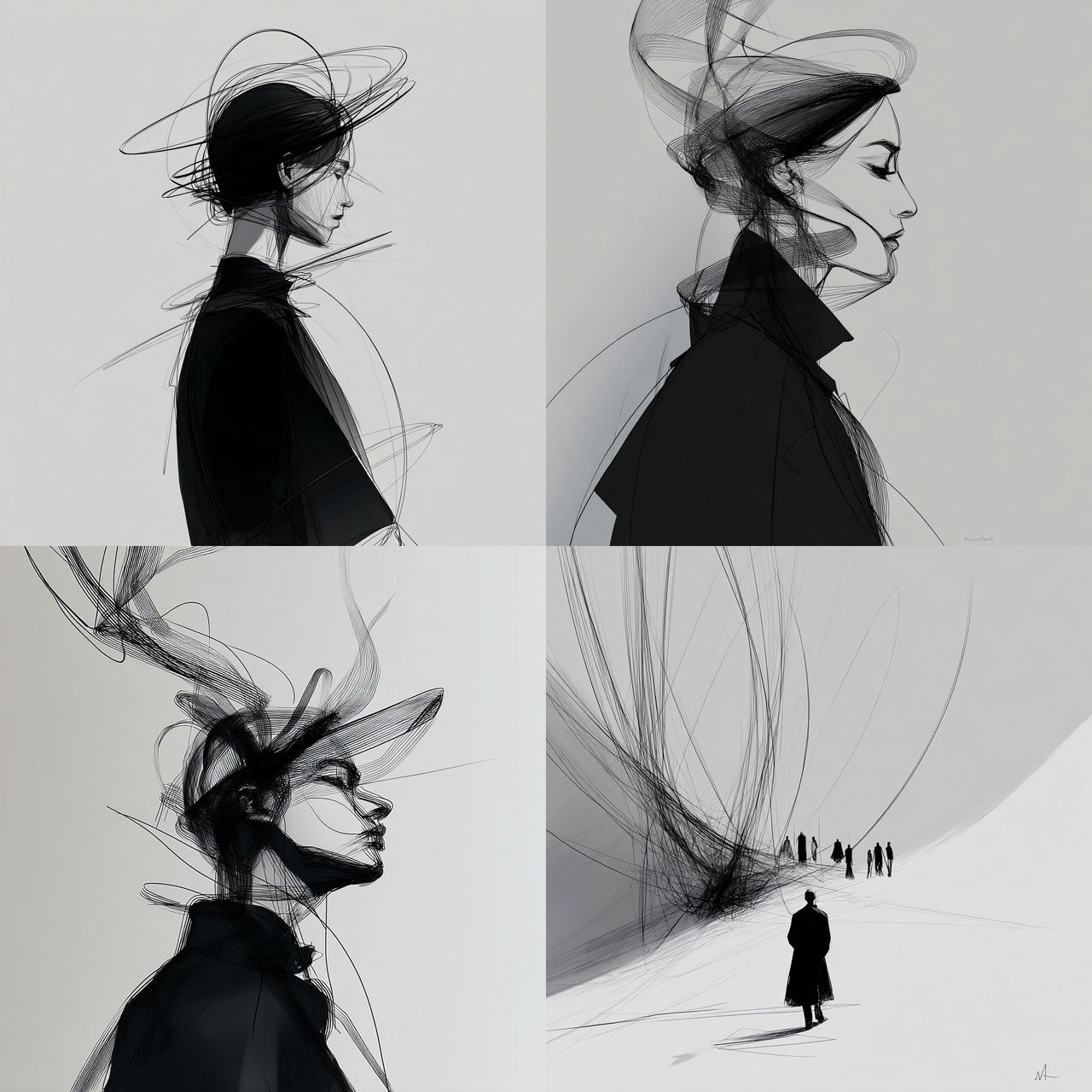 Inkveil style, Midjourney V7, render 1 of 4