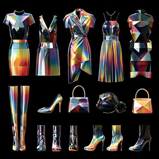 Prismavolt style, Midjourney V7: haute-couture fashion outfit