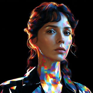 Prismavolt style, Midjourney V7: photographic portrait of female protagonist