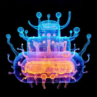 Biolumarch style, Midjourney V7: abstract 3D render
