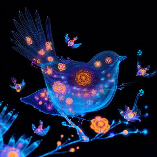 Biolumarch style, Midjourney V7: traditional folk art