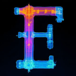 Biolumarch style, Midjourney V7: typographic composition with large letters