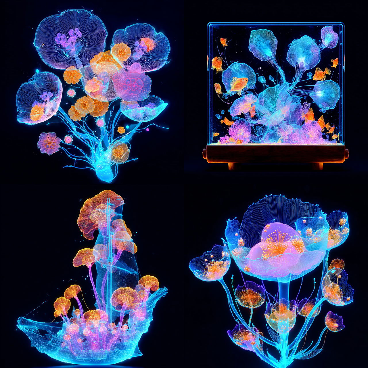 Biolumarch style, Midjourney V7, render 1 of 4