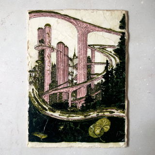 Botanink style, Midjourney V7: megacity with futuristic bioarchitecture