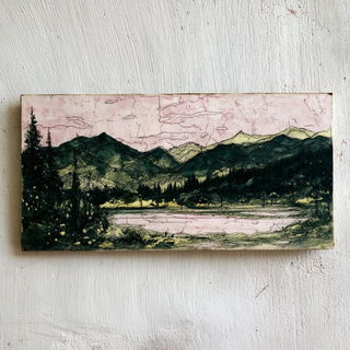 Botanink style, Midjourney V7: realistic landscape photograph of quiet dawn
