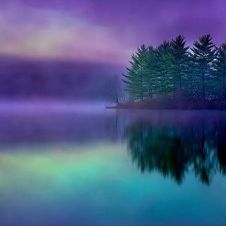 Alpine Bloomfront style, Midjourney V7: realistic landscape photograph of quiet dawn