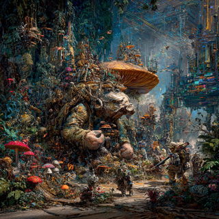 Mechanotype style, Midjourney V7: retro fairy-tale illustration