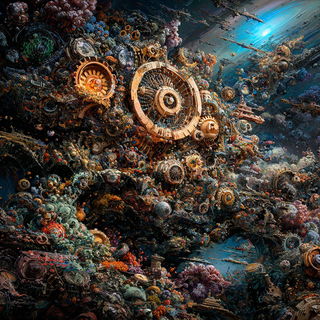 Mechanotype style, Midjourney V7: creative pattern composition