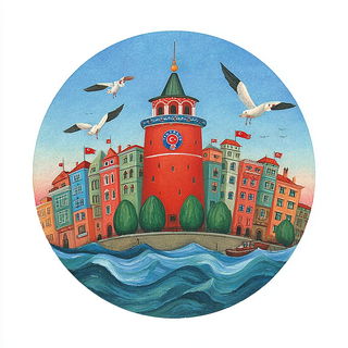 Hearthland Polyptych style, Midjourney V7: bold minimalist logo design for Istanbul city municipal services