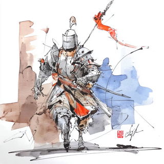 Terracontour style, Midjourney V7: concept art character design of retropunk steam knight