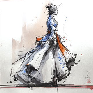 Terracontour style, Midjourney V7: haute-couture fashion outfit