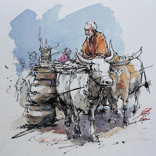 Terracontour style, Midjourney V7: traditional folk art