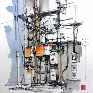 Terracontour style, Midjourney V7: technical infrastructure blueprint schematics
