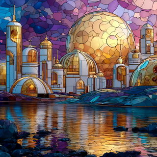 Facetmosaic style, Midjourney V7: cinematic shot from sci-fi movie