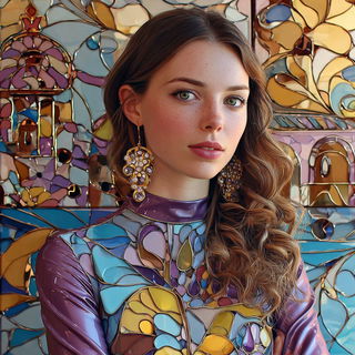 Facetmosaic style, Midjourney V7: photographic portrait of female protagonist