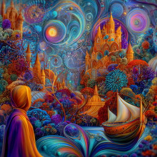 Ornamentopsyche style, Midjourney V7: retro fairy-tale illustration