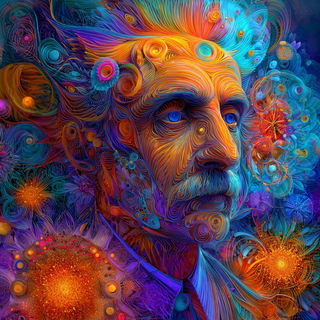 Ornamentopsyche style, Midjourney V7: editorial illustration for popular scientific magazine cover