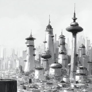 Lighthouse Verismo style, Midjourney V7: megacity with futuristic bioarchitecture