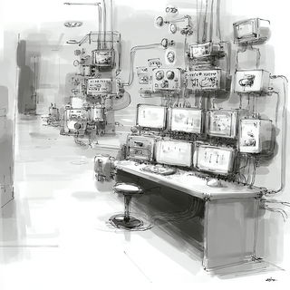 Lighthouse Verismo style, Midjourney V7: technical infrastructure blueprint schematics