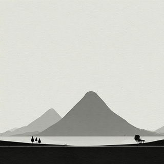 Scale Failure style, Midjourney V7: realistic landscape photograph of quiet dawn