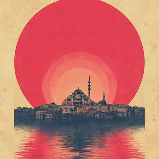 Peach Leviathan style, Midjourney V7: bold minimalist logo design for Istanbul city municipal services