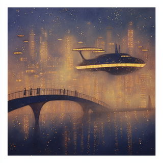 Gloamfolk style, Midjourney V7: megacity with futuristic bioarchitecture