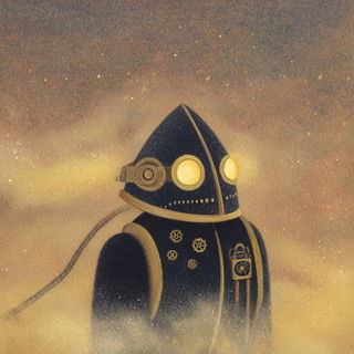 Gloamfolk style, Midjourney V7: concept art character design of retropunk steam knight