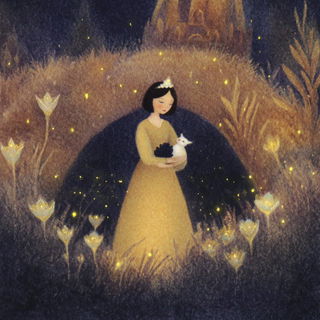 Gloamfolk style, Midjourney V7: retro fairy-tale illustration