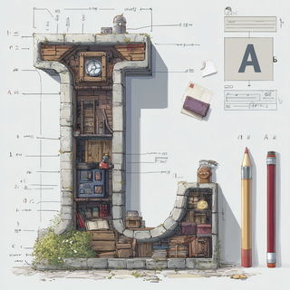 Astercliff style, Midjourney V7: typographic composition with large letters