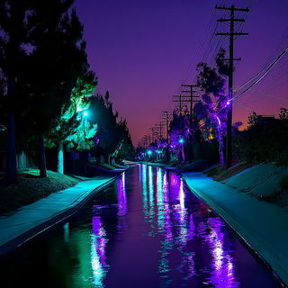 Latexodus style, Midjourney V7: realistic landscape photograph of quiet dawn