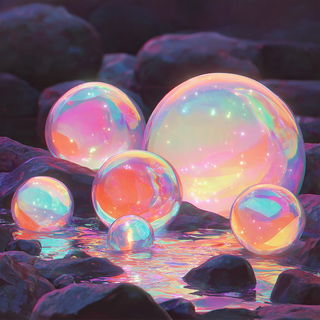 Bubbleshine Arc style, Midjourney V7: abstract 3D render