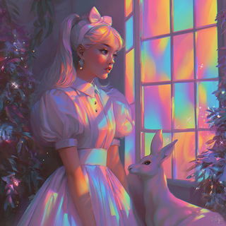 Bubbleshine Arc style, Midjourney V7: retro fairy-tale illustration