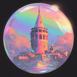 Bubbleshine Arc style, Midjourney V7: bold minimalist logo design for Istanbul city municipal services