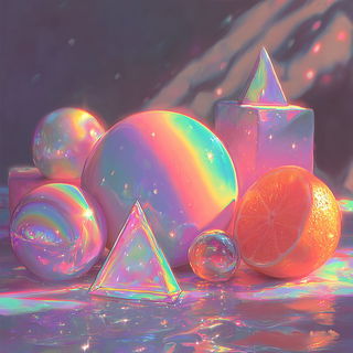Bubbleshine Arc style, Midjourney V7: creative pattern composition