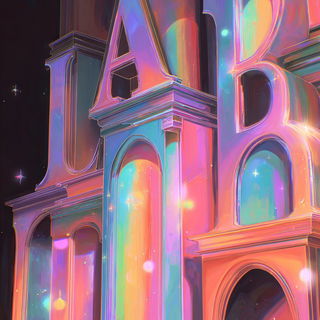 Bubbleshine Arc style, Midjourney V7: typographic composition with large letters