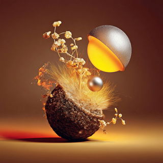 Volcanomycota style, Midjourney V7: abstract 3D render