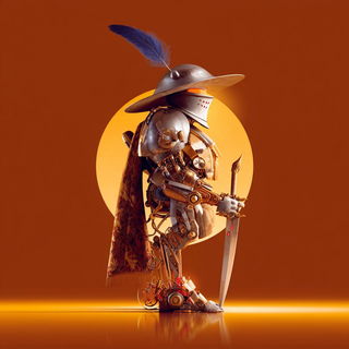 Volcanomycota style, Midjourney V7: concept art character design of retropunk steam knight