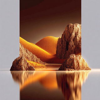 Volcanomycota style, Midjourney V7: realistic landscape photograph of quiet dawn