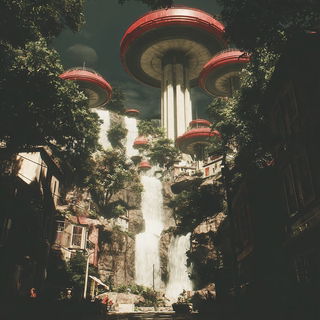 Boscursive style, Midjourney V7: megacity with futuristic bioarchitecture