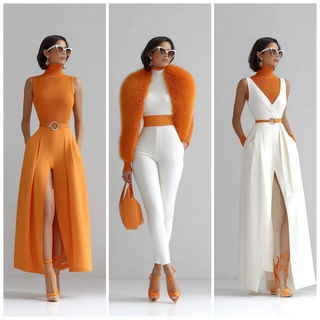 Oranglassica style, Midjourney V7: haute-couture fashion outfit