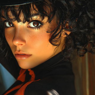 Cuirasscloud style, Midjourney V7: photographic portrait of female protagonist