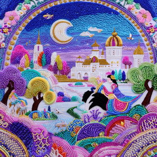 Beadcurrent style, Midjourney V7: retro fairy-tale illustration