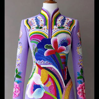 Beadcurrent style, Midjourney V7: haute-couture fashion outfit