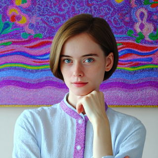 Beadcurrent style, Midjourney V7: photographic portrait of female protagonist