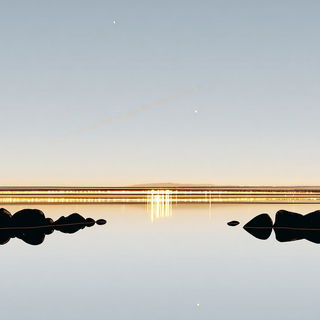 Silverleaf Darkroom style, Midjourney V7: realistic landscape photograph of quiet dawn
