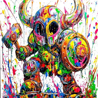 Pigmentura style, Midjourney V7: concept art character design of retropunk steam knight