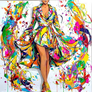Pigmentura style, Midjourney V7: haute-couture fashion outfit