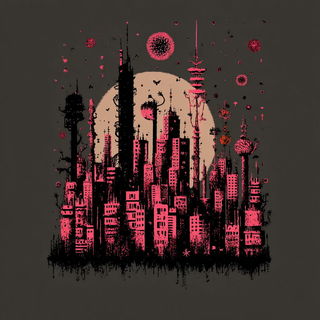 Splattercosm style, Midjourney V7: megacity with futuristic bioarchitecture