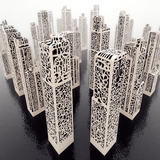 Maskolithics style, Midjourney V7: megacity with futuristic bioarchitecture
